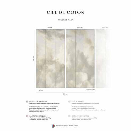 Papermint Cotton Sky Pack 1 & 2 in Beige Wall Mural 8184-BDL