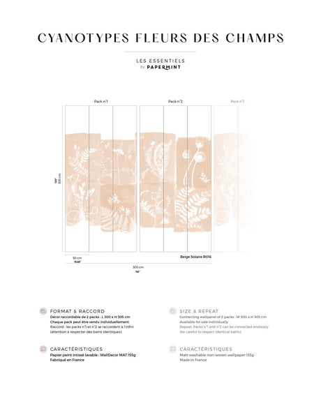 Papermint Cyanotype Pack 1 & 2 in Pink Wall Mural 8184-BDL-A