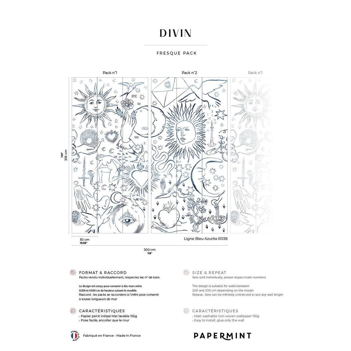Papermint Divine Pack 1 & 2 in Navy Wall Mural 8184-BDL-AU1