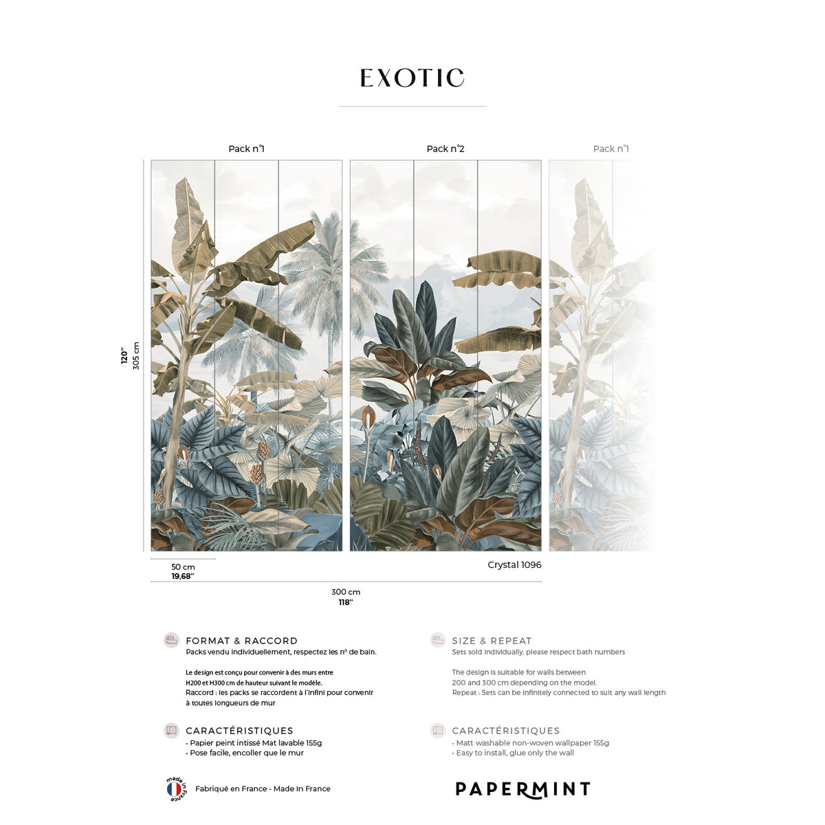 Papermint Exotic Pack 1 & 2 in White Wall Mural 8184-BDL-BA1