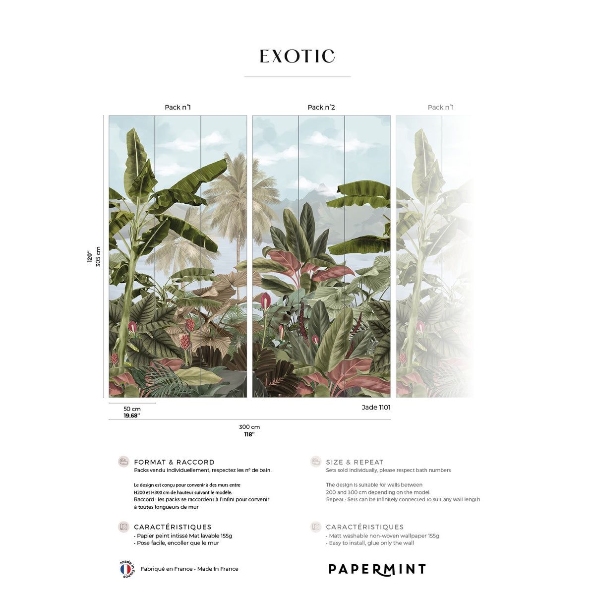 Papermint Exotic Pack 1 & 2 in Blue Wall Mural 8184-BDL-BA2
