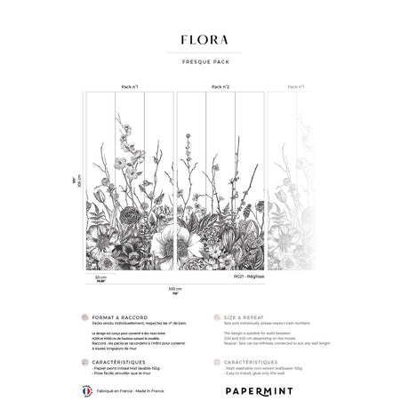 Papermint Flora Pack 1 & 2 in Black Wall Mural 8184-BDL-BC1