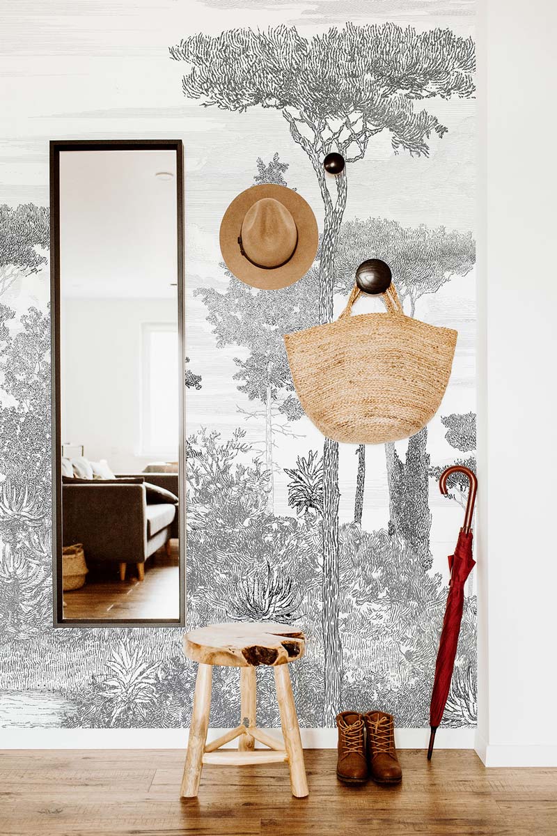Papermint Pine Forest Pack 1 & 2 in Grey Wall Mural 8184-BDL