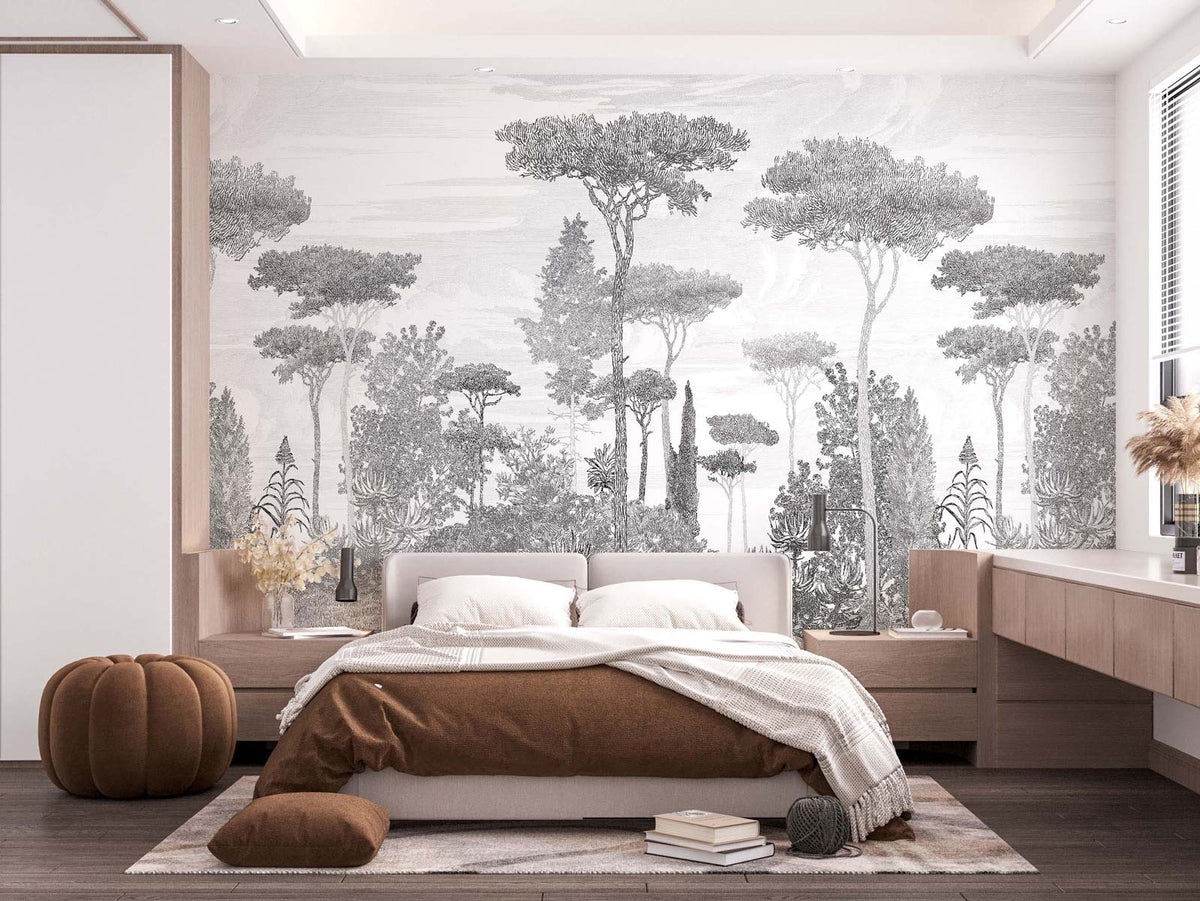 Papermint Pine Forest Pack 1 & 2 in Grey Wall Mural 8184-BDL