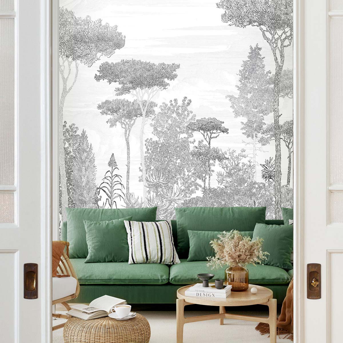 Papermint Pine Forest Pack 1 & 2 in Grey Wall Mural 8184-BDL