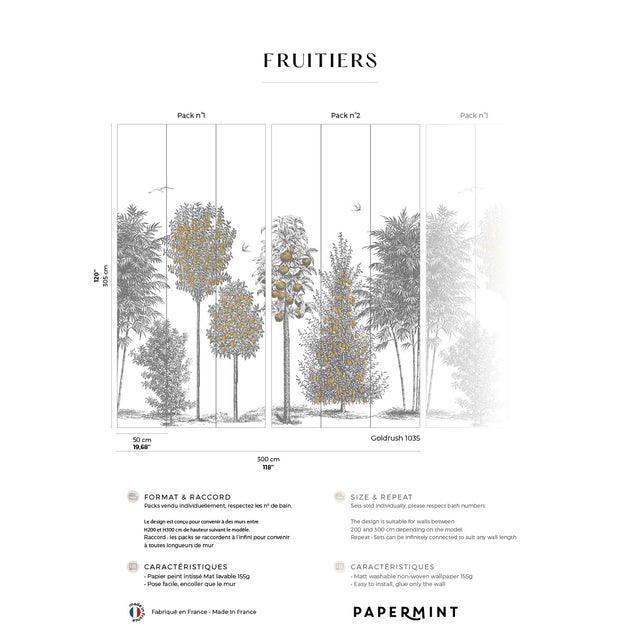 Papermint Orchards Pack 1 & 2 in Gold Wall Mural 8184-BDL-BF