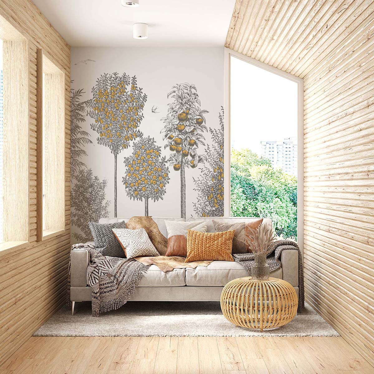 Papermint Orchards Pack 1 & 2 in Gold Wall Mural 8184-BDL-BF