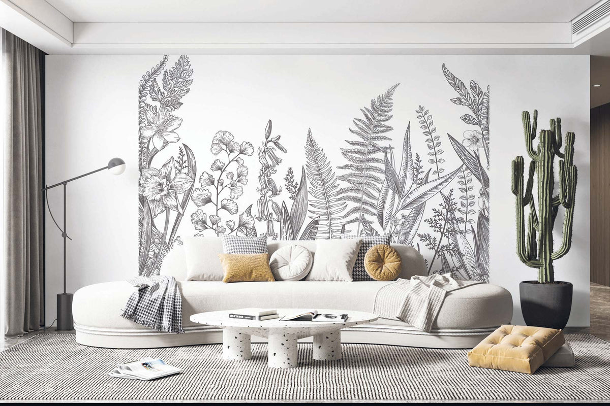 Papermint Garden Line Pack 1 & 2 in Grey Wall Mural 8184-BDL