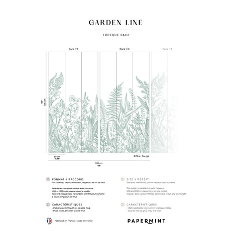 Papermint Garden Line Pack 1 & 2 in Sage Wall Mural 8184-BDL