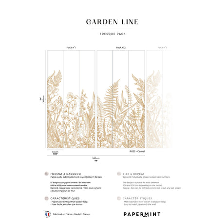 Papermint Garden Line Pack 1 & 2 in Brown Wall Mural 8184-BD