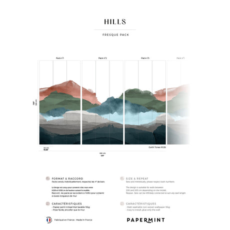 Papermint Hills Pack 1, 2 & 3 in Multi Wall Mural 8184-BDL-B
