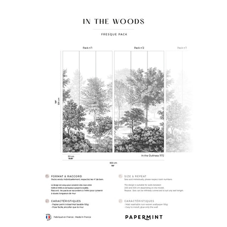 Papermint In The Woods Pack 1 & 2 in Grey Wall Mural 8184-BD
