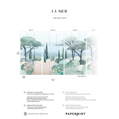 Papermint The Sea Pack 1, 2 & 3 in Blue Wall Mural 8184-BDL-