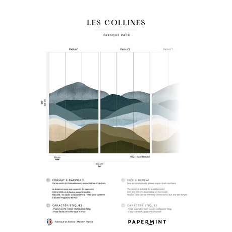 Papermint The Hills Pack 1 & 2 in Blue Wall Mural 8184-BDL-B