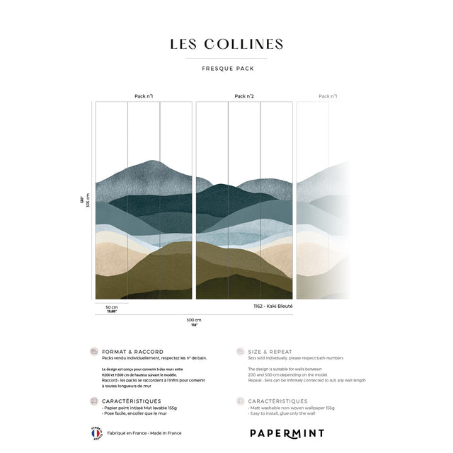 Papermint The Hills Pack 1 & 2 in Blue Wall Mural 8184-BDL-B