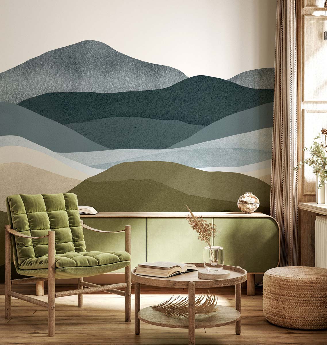 Papermint The Hills Pack 1 & 2 in Blue Wall Mural 8184-BDL-B