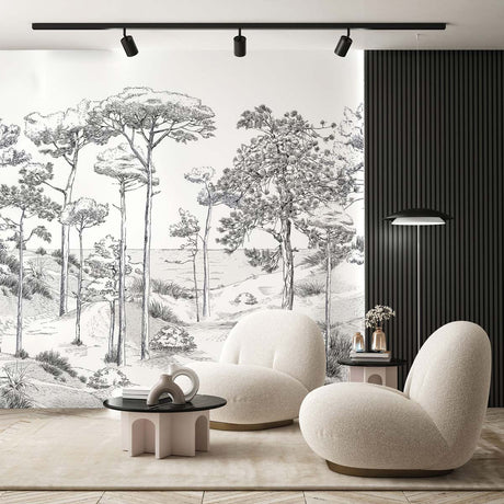 Papermint Pines Pack 1 & 2 in Black Wall Mural 8184-BDL-BT1