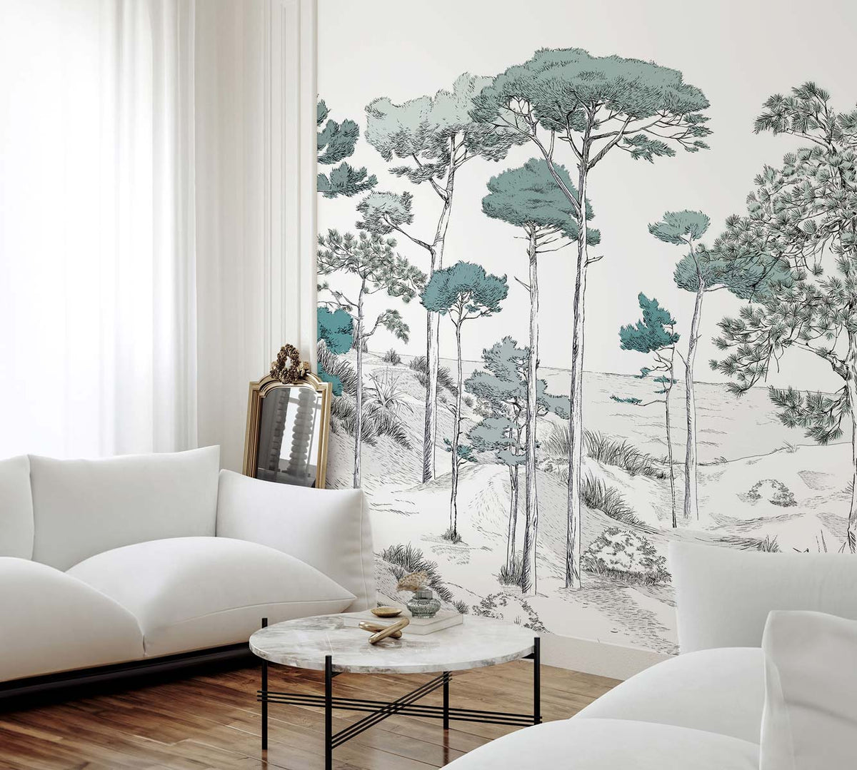 Papermint Pines Pack 1 & 2 in Green Wall Mural 8184-BDL-BT2