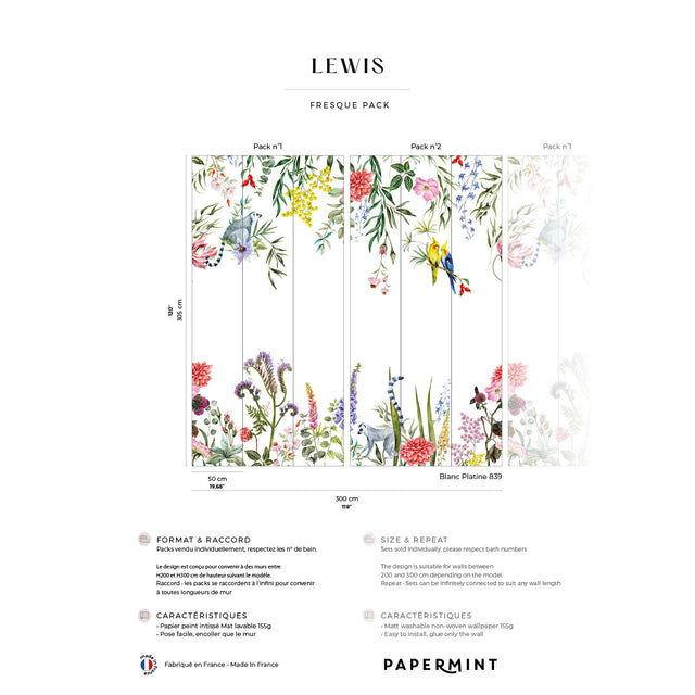 Papermint Lewis Pack 1 & 2 in Multi Wall Mural 8184-BDL-BU