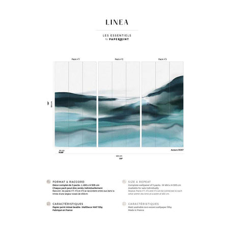 Papermint Linea Pack 1, 2 & 3 in Blue Wall Mural 8184-BDL-BV