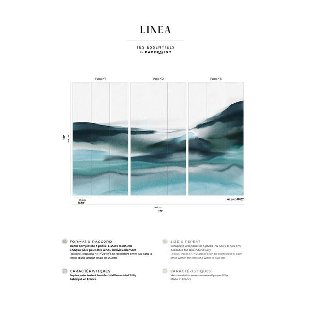 Papermint Linea Pack 1, 2 & 3 in Blue Wall Mural 8184-BDL-BV