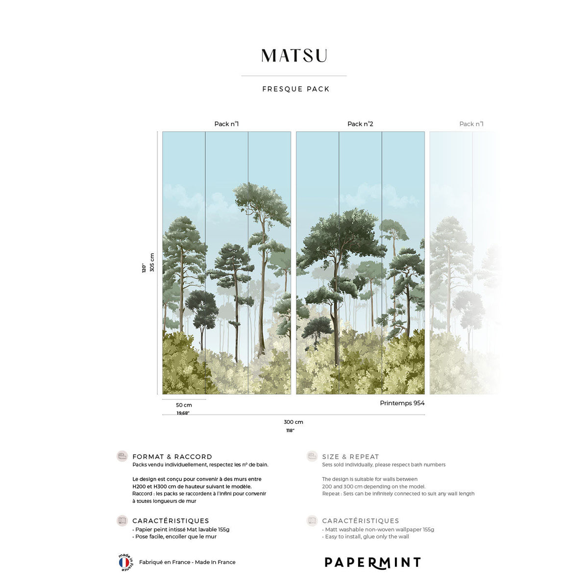 Papermint Matsu Pack 1 & 2 in Green Wall Mural 8184-BDL-CA3