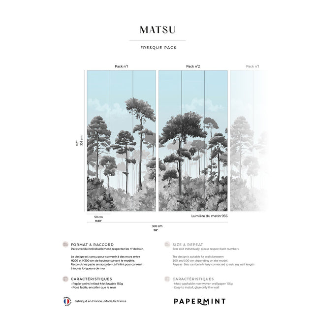 Papermint Matsu Pack 1 & 2 in Grey Wall Mural 8184-BDL-CA5