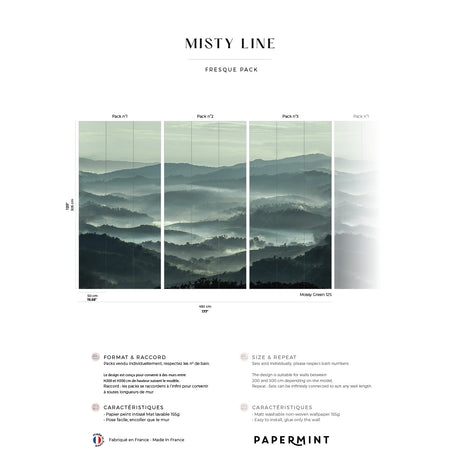 Papermint Misty Line Pack 1, 2 & 3 in Green Wall Mural 8184-