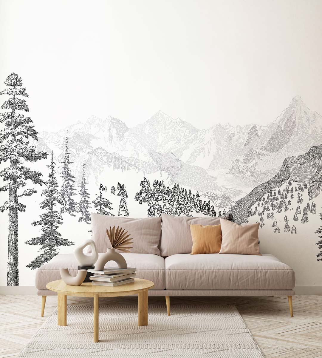 Papermint Mountains Pack 1, 2 & 3 in Black Wall Mural 8184-B
