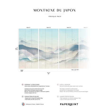 Papermint Japanese Mountain Pack 1, 2 & 3 in Blue Wall Mural