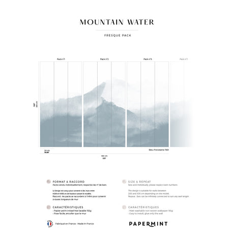 Papermint Mountain Water Pack 1, 2 & 3 in Blue Wall Mural 81