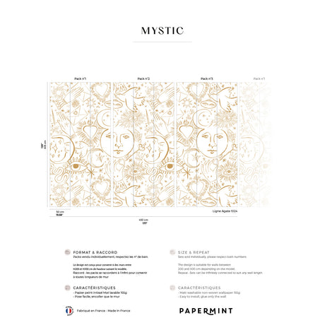 Papermint Mystic Pack 1, 2 & 3 in Gold Wall Mural 8184-BDL-C