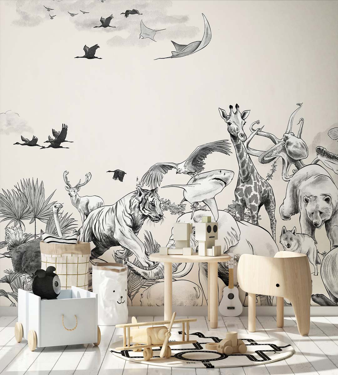 Papermint Noah Pack 1, 2 & 3 in Grey Wall Mural 8184-BDL-CI