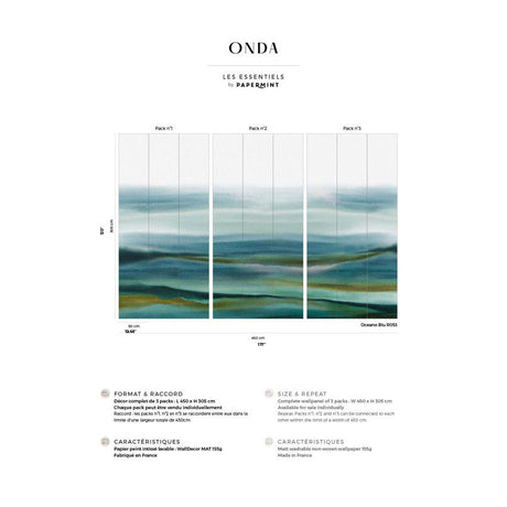 Papermint Onda Pack 1, 2 & 3 in Blue Wall Mural 8184-BDL-CK