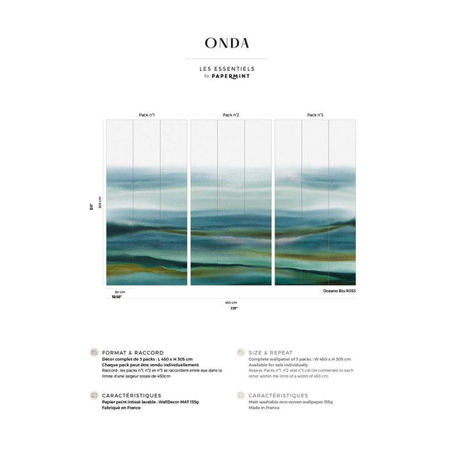 Papermint Onda Pack 1, 2 & 3 in Blue Wall Mural 8184-BDL-CK