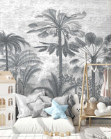 Papermint Palm Grove Pack 1, 2 & 3 in Grey Wall Mural 8184-B