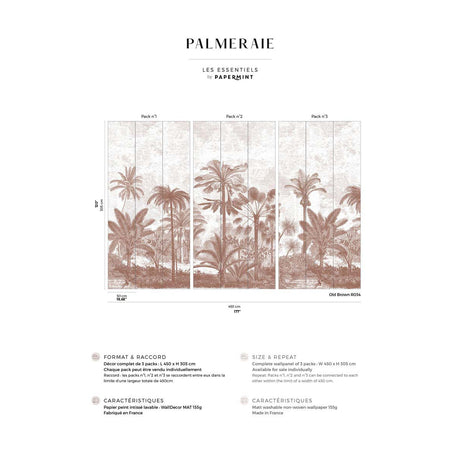 Papermint Palm Grove Pack 1, 2 & 3 in Brown Wall Mural 8184-
