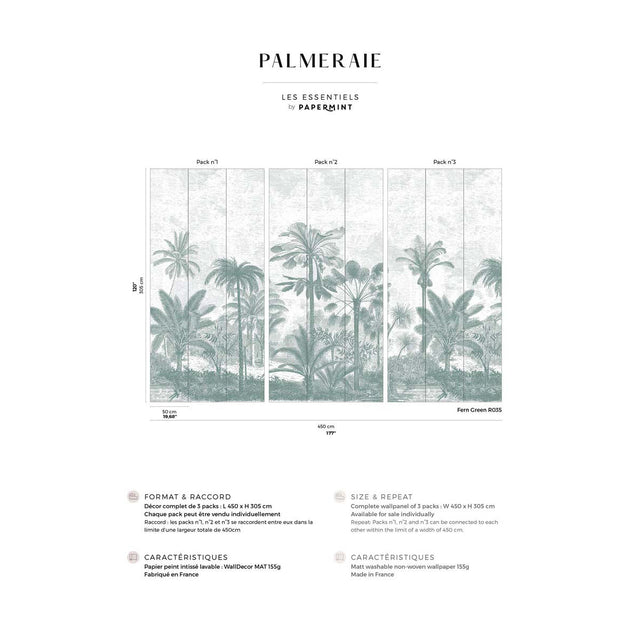 Papermint Palm Grove Pack 1, 2 & 3 in Green Wall Mural 8184-