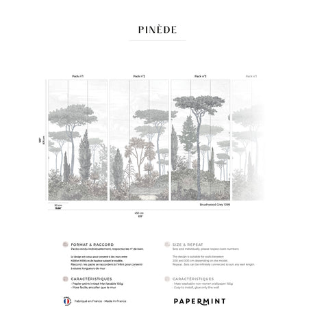 Papermint Pinery Pack 1, 2 & 3 in Grey Wall Mural 8184-BDL-C
