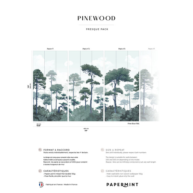 Papermint Pinewood Pack 1, 2 & 3 in Blue Wall Mural 8184-BDL