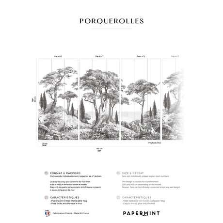 Papermint Porquerolles Pack 1, 2 & 3 in Grey Wall Mural 8184
