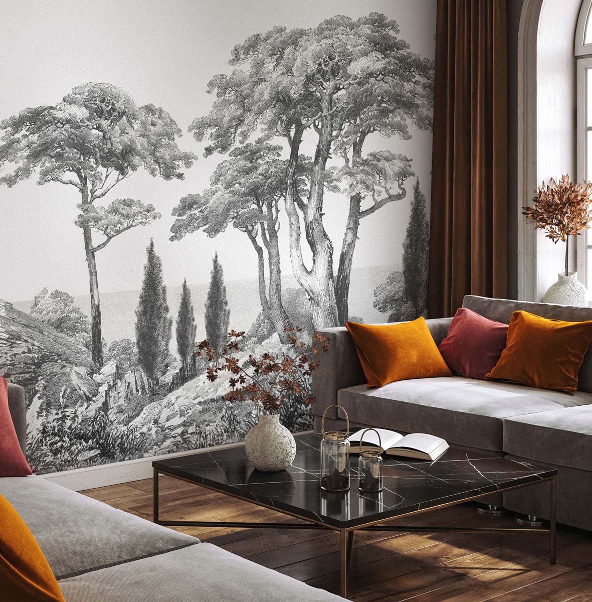 Papermint Porquerolles Pack 1, 2 & 3 in Grey Wall Mural 8184