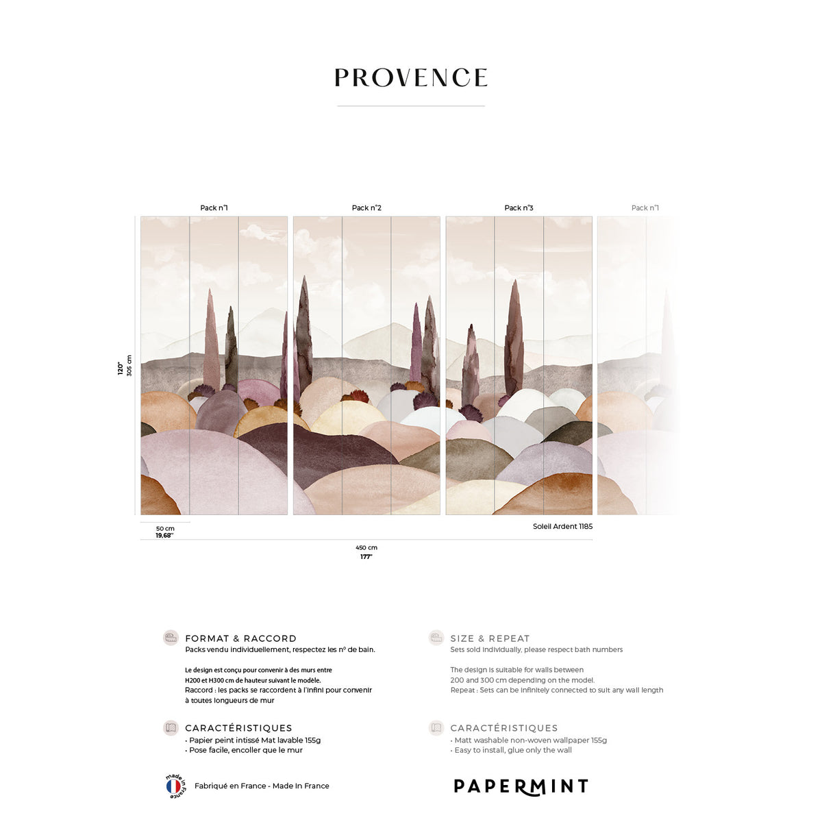 Papermint Provence Pack 1, 2 & 3 in Pink Wall Mural 8184-BDL