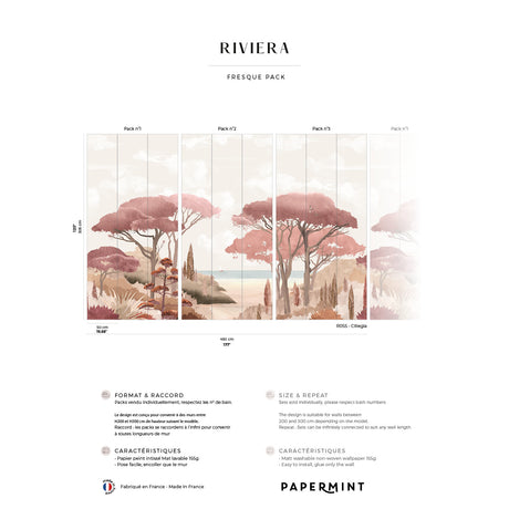 Papermint Riviera La Spiagga Pack 1, 2 & 3 in Pink Wall Mura