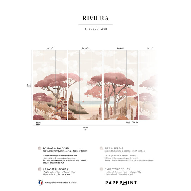 Papermint Riviera La Spiagga Pack 1, 2 & 3 in Pink Wall Mura