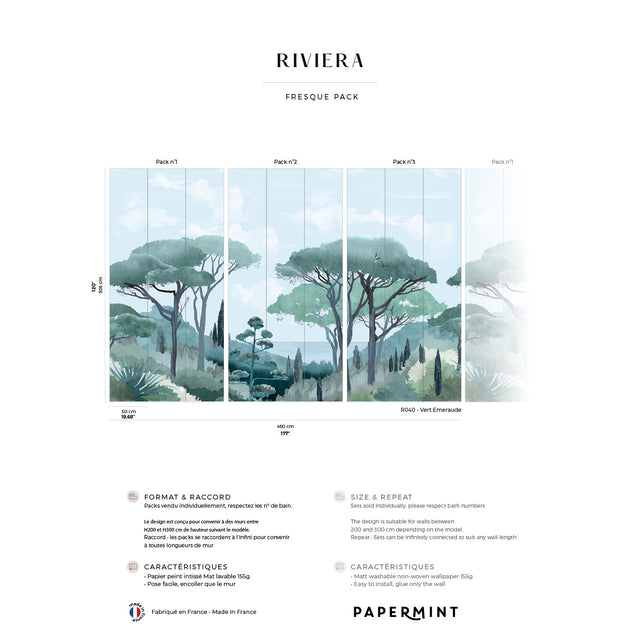 Papermint Riviera Pack 1, 2 & 3 in Green Wall Mural 8184-BDL
