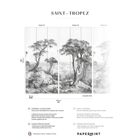 Papermint Saint-Tropez Pack 1 & 2 in Grey Wall Mural 8184-BD