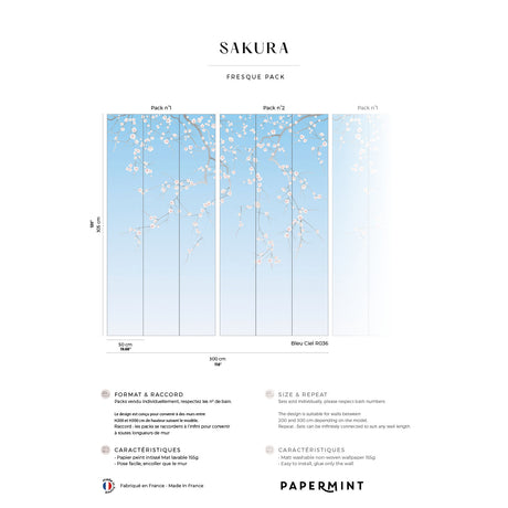 Papermint Sakura Pack 1 & 2 in Blue Wall Mural 8184-BDL-CW1