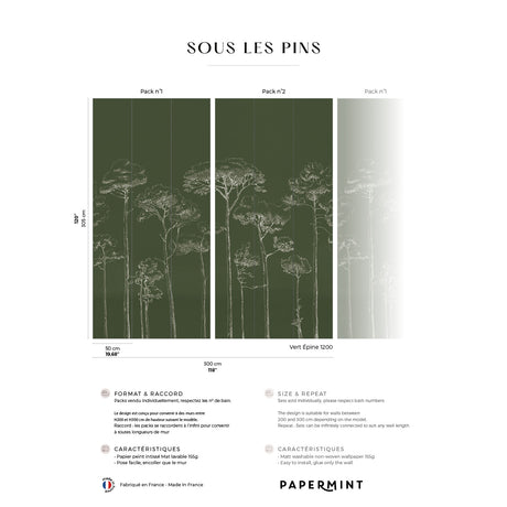 Papermint Under the Pines Pack 1 & 2 in Green Wall Mural 818
