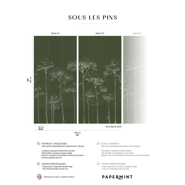 Papermint Under the Pines Pack 1 & 2 in Green Wall Mural 818